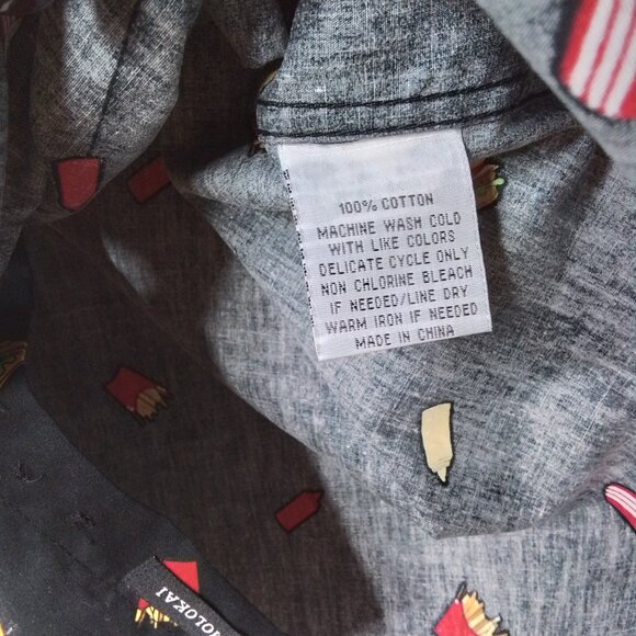 NWT MOLOKAI SURF CO. MEN'S BURGER & FRIES BUTTON DOWN SHIRT SIZE L - Picture 6 of 6